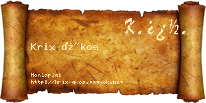 Krix Ákos névjegykártya